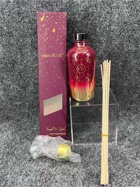 Capri Blue Tinsel & Spice Glimmer Reed Diffuser 8oz Maroon & Gold Jar New